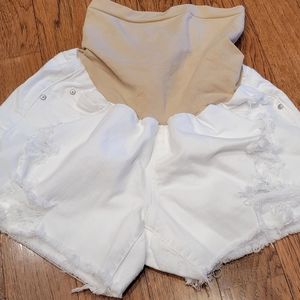 Large Maternity Jessica Simpson White Shorts